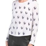 Skull Cashmere  Black White Kalissa Top Tshirt Long Sleeve Skull Print Burnout XS Photo 0