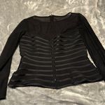 JS Collections  Black Mesh Long Sleeve Blouse Photo 1