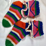 Handmade ‎ Knit socks with ruffle Colorful Photo 0