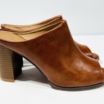 Seven 7 Cognac Brown Mexx Mules Heeled Open Toe Shoes Photo 3
