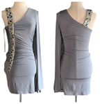 Monash Appareal One Shoulder Bodycon Dress with Batwing Sleeve Gray Size undefined Photo 9