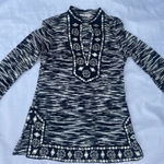Tory Burch Navy and Cream Patterned Top Photo 0