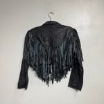 Vintage Black Leather Fringe Crop Moto Jacket Sz M Size M Photo 8