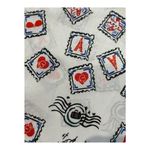 Karl Lagerfeld  Paris Print Postage Stamp Roll Tab Sleeve Top Women‎ Size Large Photo 8