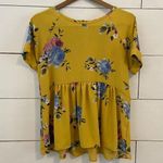 Stevie Hender  Mustard Yellow Floral Caprea Top.  Size Small. NWT Photo 0
