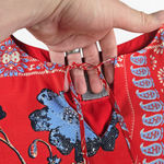 Anthropologie Vanessa Virginia Boho Bell Sleeve Mini Dress Red Blue Floral 100% Silk Size XS Photo 4