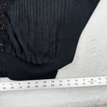 Free People NWOT Womens L Sequined Cardigan Sweater Black Button Front Knit Top Photo 1