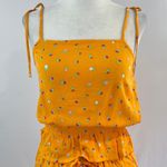 BP New Matching Set Orange Floral Print Tie Strap Tank Top & Wide Leg Pants XXS Photo 5