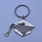 Engravable Pewtertone Graduation Cap Keychain School College Graduate Gift Photo 0