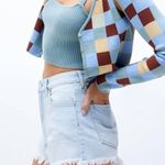 PacSun Eco Light Blue High Waisted Denim Festival Shorts Distressed Light Wash Photo 1