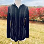 Vocal  Black Knit Hoodie Black & Gunmetal Tone Rhinestones Photo 1