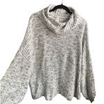 Aerie Chunky Knit Oversized Cowl Neck Gray Sweater Pullover Medium Heritage Cozy White Photo 0