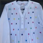 NWOT American Sweatshirt Womens tunic blouse, White, embroiderd eyelets Size S White Photo 5