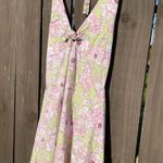 Vintage Y2K Hibiscus flower Hawaiian print mini halter dress Multi Photo 9