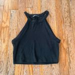ZARA black high neck cropped  cotton tank top Photo 0