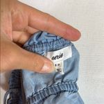 Aerie Light Blue Denim Cropped Babydoll Top with Tie Shoulder Size Small Photo 3
