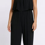 Sofia Vergara Black Layered Ruffle Jumpsuit Spaghetti Strap Wide Leg M Size M Photo 0