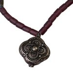 Vintage Bohemian Translucent Beaded Choker Necklace Intricate Pendant Clasp u Gold Photo 2