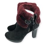 UGG  Pure Scarlet Suede Leather Shearling Cuffs Foldover Women’s Ankle Boots Photo 4