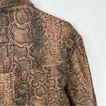 Free People Brown Snake Print Button Front Denim Trucker Jacket Size M Photo 13