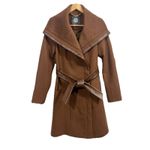 Vince Camuto Asymmetrical Wool Blend Pea Coat Sz. Small Brown Belt Winter Zipper Photo 1