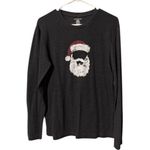 Lucky Brand  Santa with Glasses Gray Thermal Waffle Knit Sleepwear Top Medium Photo 0