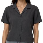 Flax  Button Up Shirt 100% Linen Short Sleeve Lagenlook Box Fit Black Medium Photo 0