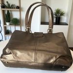 Coach Metallic Bronze Leather Buckle Shoulder Bag Satchel Handbag Purse Photo 4