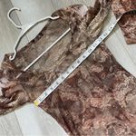 Y2K Lace Dress sheer mesh long sleeve bodycon womens Brown (small) romantic club Tan Photo 2