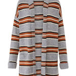 Heartloom  Ani Striped Multicolor Open Front Cardigan Sweater Front Pockets Photo 0