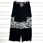 POL  Black Cargo Wide Leg Sweatpants Pants Gray Camo Lounge Streetwear Size Small Photo 1