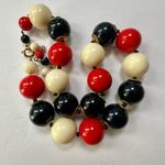 Red black and cream vintage beaded chunky necklace Photo 5