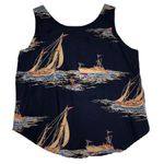 Vintage Womens Top Size 8 Nautical Sailing Ocean Tank Navy Blue Yacht Made USA Photo 3