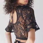 Urban Outfitters UO Jacqueline Lace Cropped Top Black Size Medium Sheer Photo 8