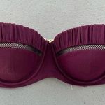 Victoria's Secret Victoria’s Secret 34D Merlot Fishnet Ruffle The Flirt Bandeau Bikini Top Photo 0