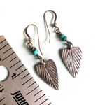 Sterling Silver Leaf & Turquoise Dangle Earrings Photo 6