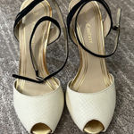 Juicy Couture Black and Cream Peep-Toe Heels Photo 0