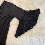 LuLaRoe Black Maurine Dress Lace Bell Sleeves Size Medium Ruffle Hem Witch Goth Photo 11