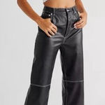 Free People  It Factor Vegan Leather Straight Leg Pants Photo 0