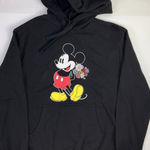 Disney Mickey Mouse Black Hoodie Sweatshirt with Floral Graphic Women's Large Photo 0