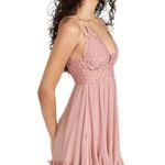 Free People NEW!  Adella Slip Dress ROSE Pink Lace Spaghetti Strap Ruffle SMALL Photo 6