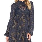 Free People sweet thing tunic blouse midnight combo navy mesh lace inset bell Photo 0