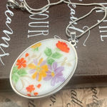 Vintage Floral Cameo Necklace 18” Stainless Steel Chain 40x30mm Pendant Red Photo 0