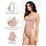 NWT Popilush Skin/Nude Shapewear Bodysuit with Deep V Plunging Neckline Sz Med Tan Photo 1