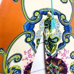 Flying Tomato Boho Wide-Leg Festival Pants Size Small Orange & Blue Multicolor Photo 5