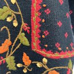 Crystal Kobe vintage button up sweater cardigan fall leaves embroidered M dots Gray Size M Photo 5