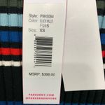 Parker New York Bruna Knit Dress Black Stripe Bodycon Crewneck Flare Hem XS Photo 7