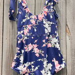 Imperfect Une Piece luxury swimsuit removable bows one piece blue pink floral 6 Photo 0