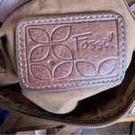 Fossil VTG  Genuine Leather Brown Crossbody Bag Tan Satchel Zip-Top Key Charm Y2K Photo 11