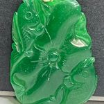 Carved Imperial Green Jade Pendant Photo 1